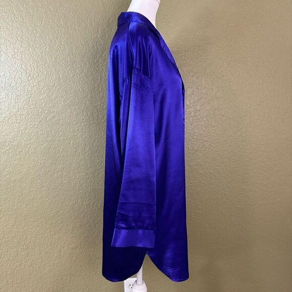 Vintage Gold Label Victoria Secret Button Down Pajama Shirt Dress Silky Size M - Picture 4 of 7